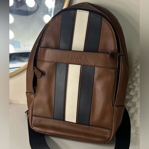 Coach Men's Backpack in Brown, Black, and Cream